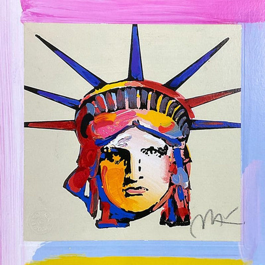Peter Max, "Liberty Head X" Framed Limited Edition Lithograph, Numbered and Hand Signed with Certificate of Authenticity.