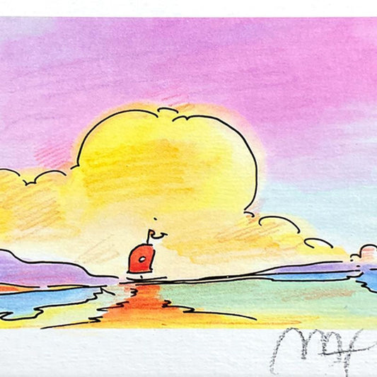 Peter Max, "Sailboat on the Horizon" Framed Limited Edition Lithograph, Numbered and Hand Signed with Certificate of Authenticity.