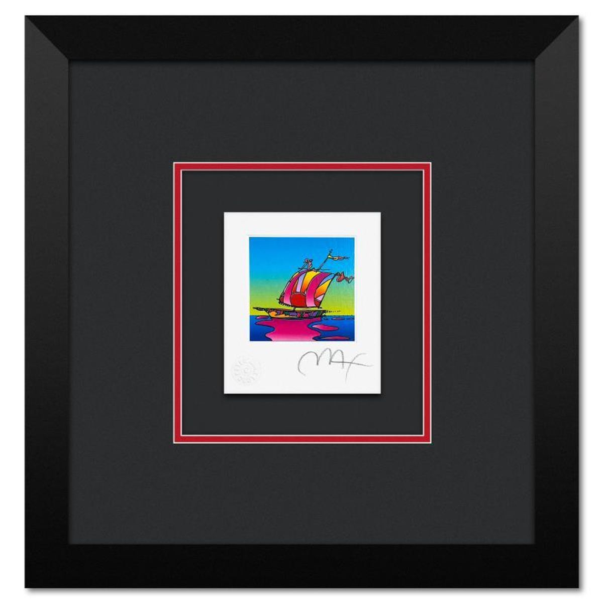 Peter Max, "Cosmic Sailboat" Framed Limited Edition Lithograph, Numbered and Hand Signed with Certificate of Authenticity.