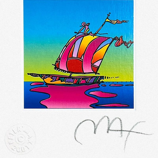 Peter Max, "Cosmic Sailboat" Framed Limited Edition Lithograph, Numbered and Hand Signed with Certificate of Authenticity.