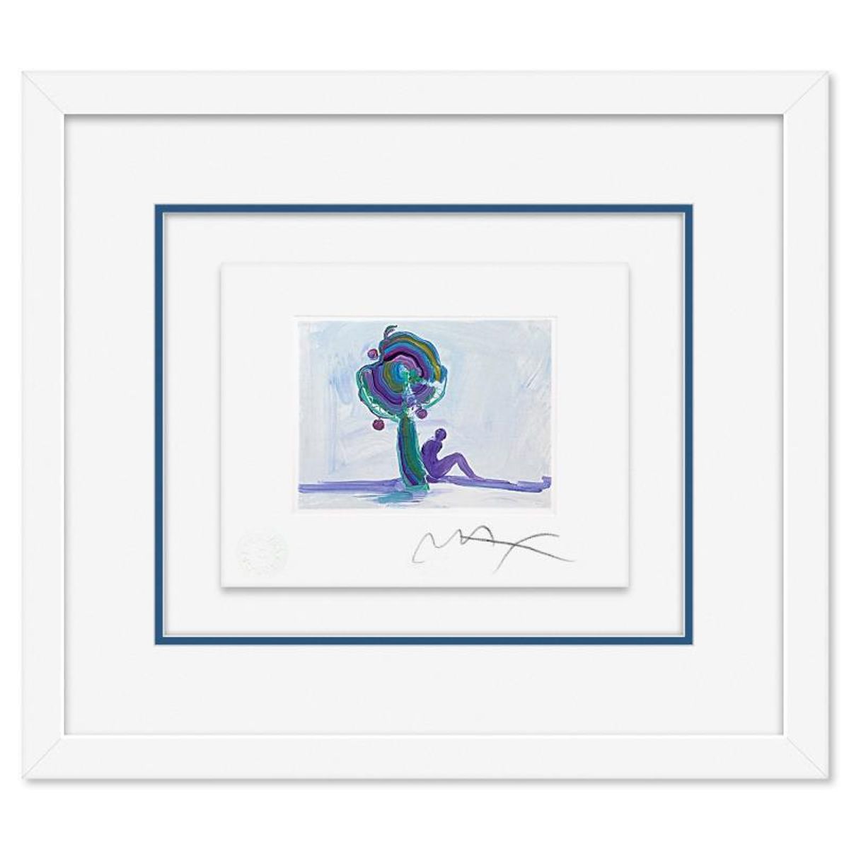Peter Max, "Figure Under Tree" Framed Limited Edition Lithograph, Numbered and Hand Signed with Certificate of Authenticity.