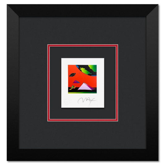 Peter Max, "Jumper with Two Pyramids" Framed Limited Edition Lithograph, Numbered and Hand Signed with Certificate of Authenticity.