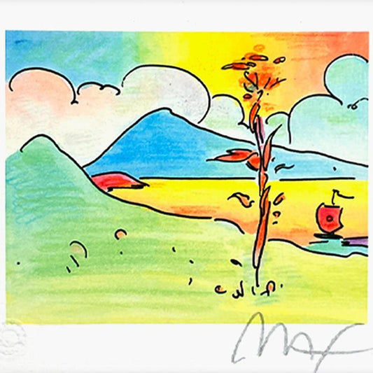 Peter Max, "Tree with Sailboat" Framed Limited Edition Lithograph, Numbered and Hand Signed with Certificate of Authenticity