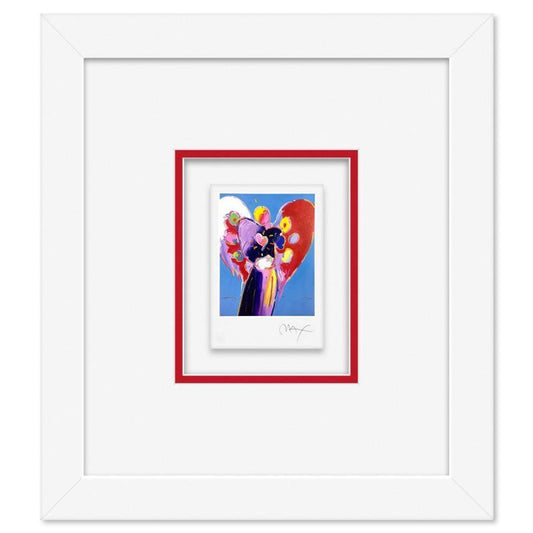 Peter Max, "Blue Angel with Heart" Framed Limited Edition Lithograph, Numbered and Hand Signed with Certificate of Authenticity.