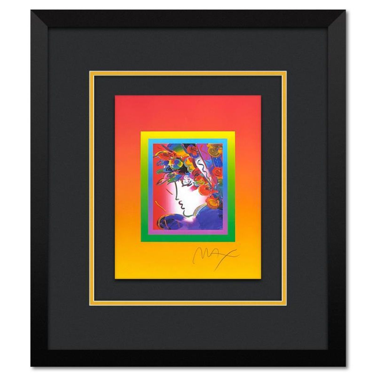 Peter Max, "Blushing Beauty on Blends III" Framed Limited Edition Lithograph, Numbered and Hand Signed with Certificate of Authenticity.