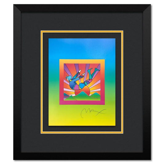 Peter Max, "Cosmic Flyer With Sun on Blends Ver II" Framed Limited Edition Lithograph, Numbered and Hand Signed with Certificate of Authenticity.