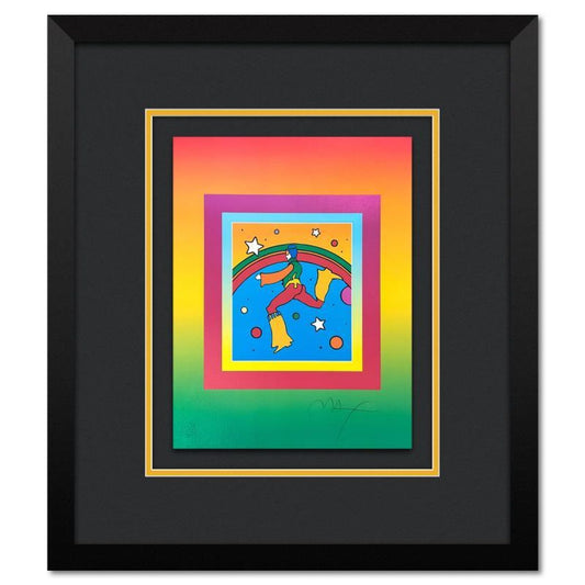 Peter Max, "Cosmic Jumper on Blends" Framed Limited Edition Lithograph, Numbered and Hand Signed with Certificate of Authenticity.