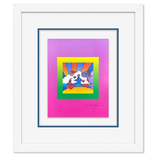 Peter Max, "Cosmic Runner on Blends" Framed Limited Edition Lithograph, Numbered and Hand Signed with Certificate of Authenticity.