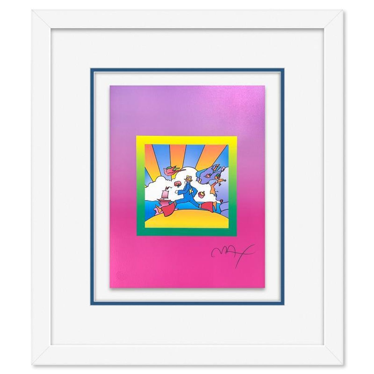 Peter Max, "Cosmic Runner on Blends Ver II" Framed Limited Edition Lithograph, Numbered and Hand Signed with Certificate of Authenticity.