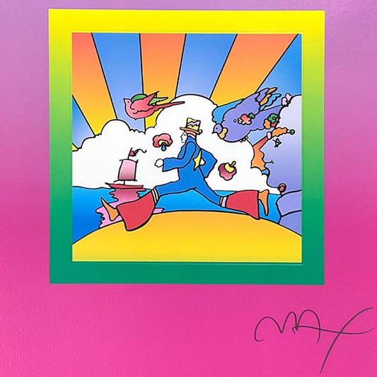 Peter Max, "Cosmic Runner on Blends Ver II" Framed Limited Edition Lithograph, Numbered and Hand Signed with Certificate of Authenticity.