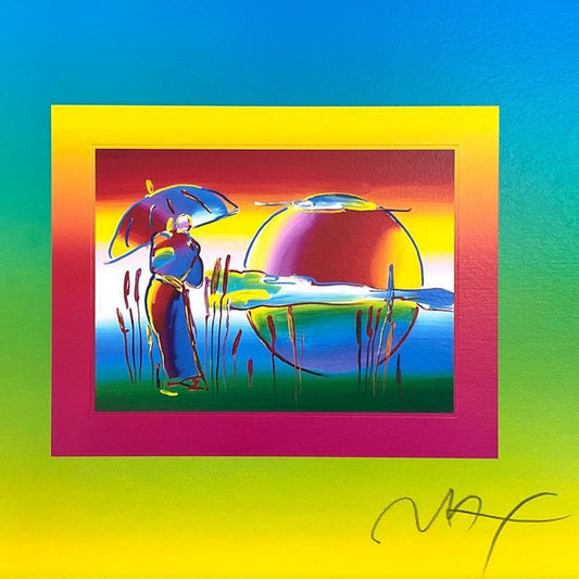 Peter Max, "Rainbow Umbrella Man on Blends" Framed Limited Edition Lithograph, Numbered and Hand Signed with Certificate of Authenticity.