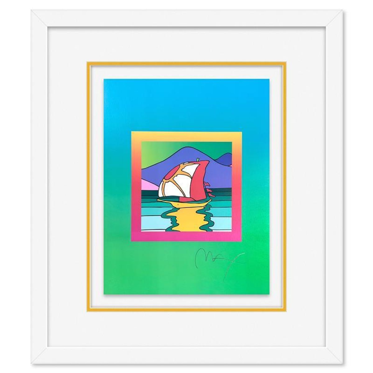Peter Max, "Sailboat East on Blends" Framed Limited Edition Lithograph, Numbered and Hand Signed with Certificate of Authenticity