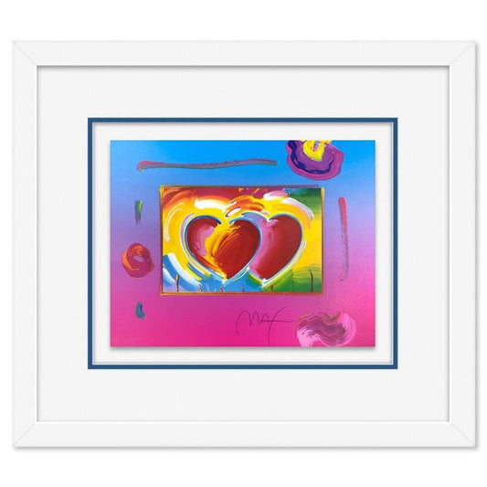 Peter Max, "Two Hearts on Blends" Framed Limited Edition Lithograph, Numbered and Hand Signed with Certificate of Authenticity.