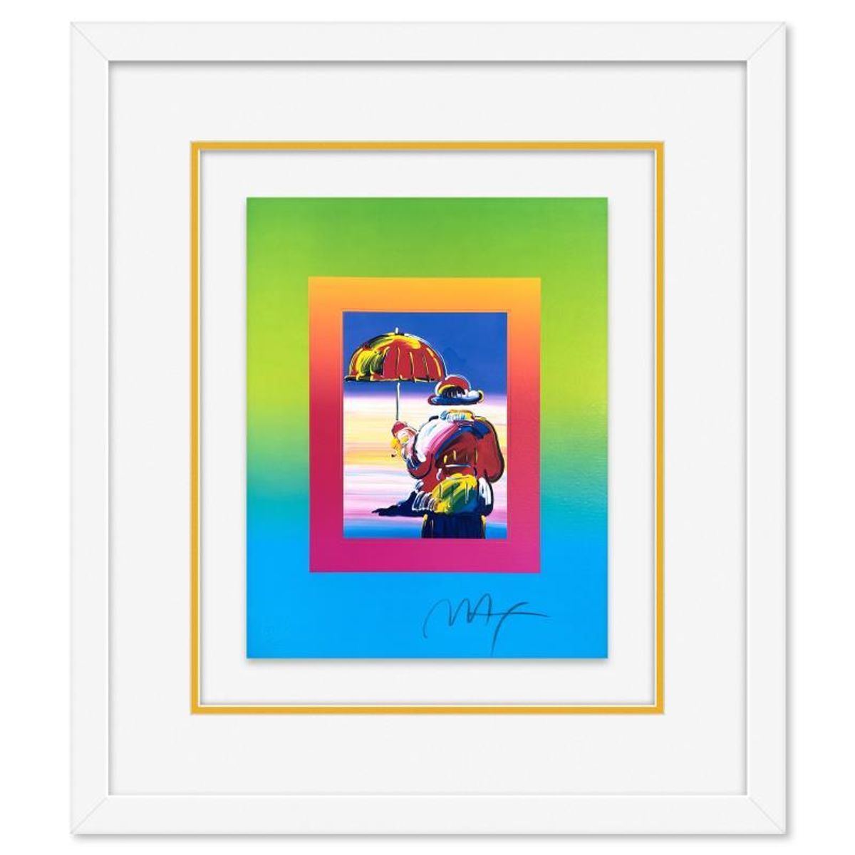Peter Max, "Umbrella Man on Blends" Framed Limited Edition Lithograph, Numbered and Hand Signed with Certificate of Authenticity