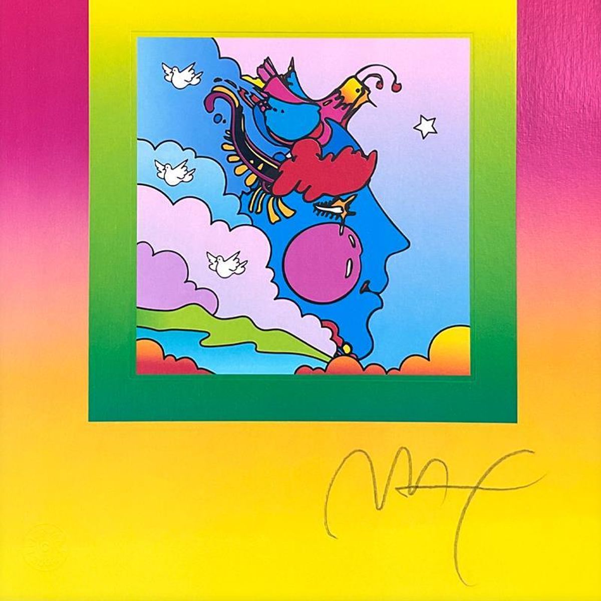 Peter Max, "Woodstock Profile on Blends" Framed Limited Edition Lithograph, Numbered and Hand Signed with Certificate of Authenticity