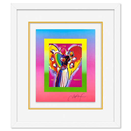 Peter Max, "Angel with Heart on Blends" Framed Limited Edition Lithograph, Numbered and Hand Signed with Certificate of Authenticity.