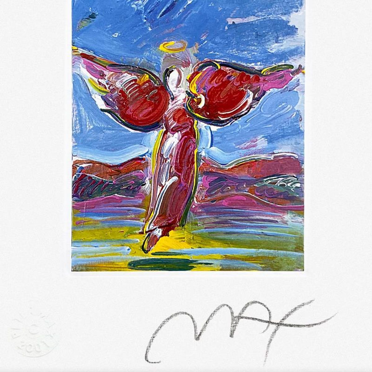 Peter Max, "Ascending Angel" Framed Limited Edition Lithograph, Numbered and Hand Signed with Certificate of Authenticity