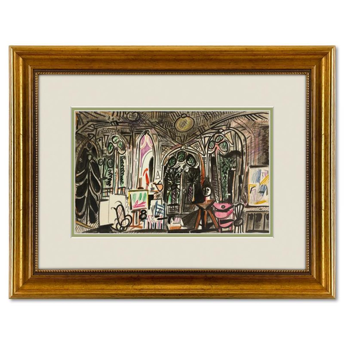 Pablo Picasso (1881-1973), "Carnet de Californie" Framed Vintage Vintage Lithograph on Paper with Letter of Authenticity.