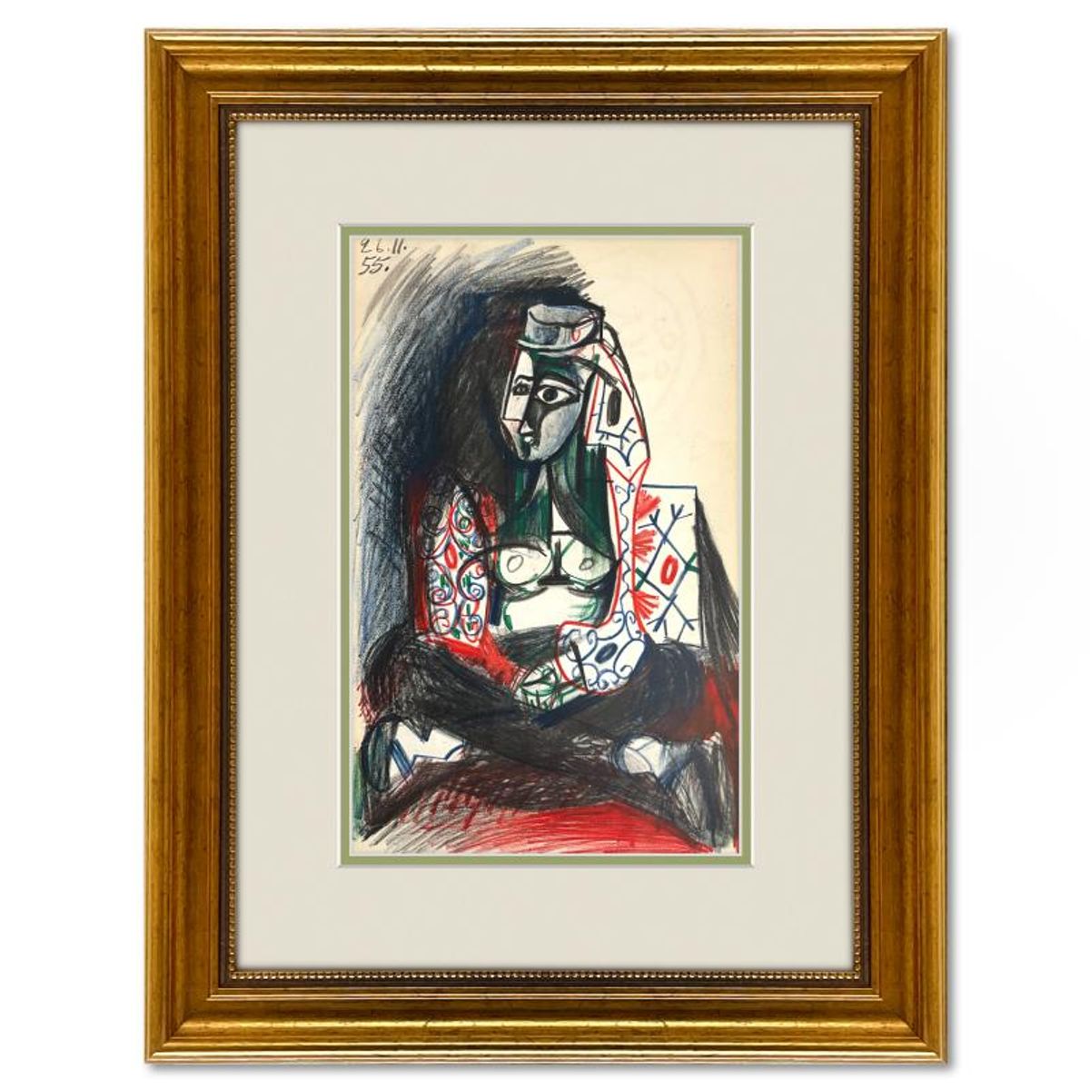 Pablo Picasso (1881-1973), "Carnet de Californie 26.11.55" Framed Vintage Lithograph on Paper with Letter of Authenticity.