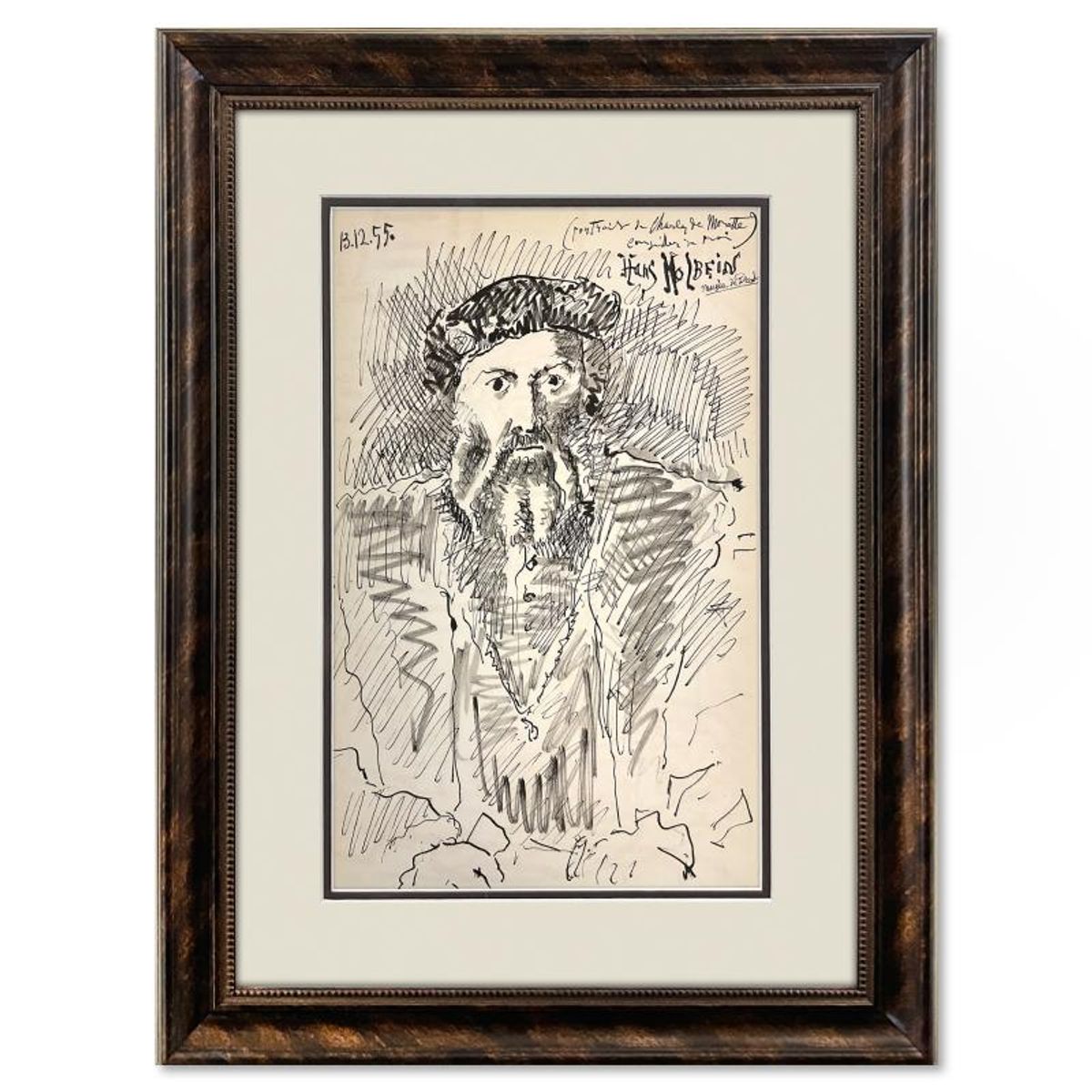 Pablo Picasso (1881-1973), "Carnet de Californie 13.12.55" Framed Vintage Lithograph on Paper with Letter of Authenticity.
