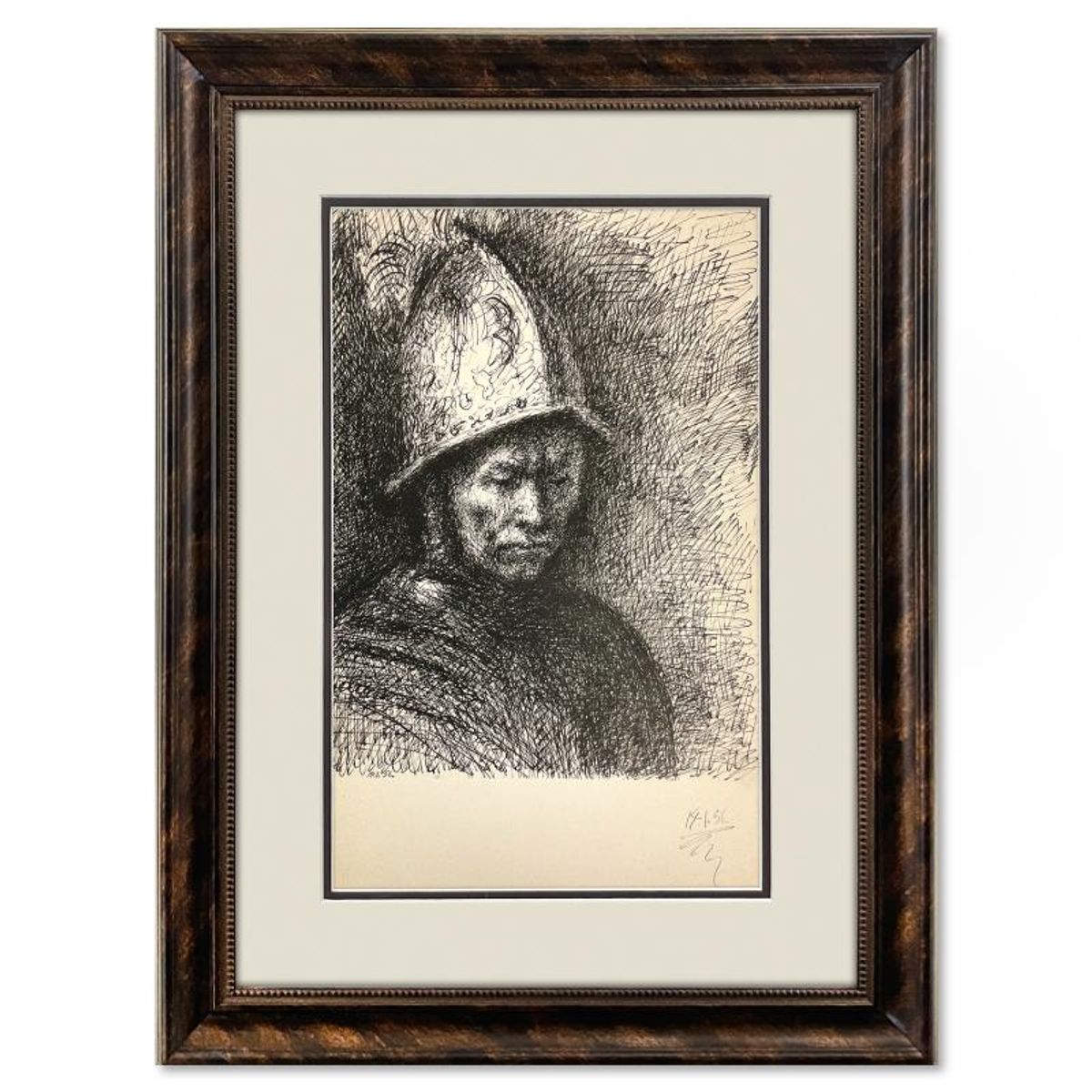 Pablo Picasso (1881-1973), "Carnet de Californie 14.1.56" Framed Vintage Lithograph on Paper with Letter of Authenticity.