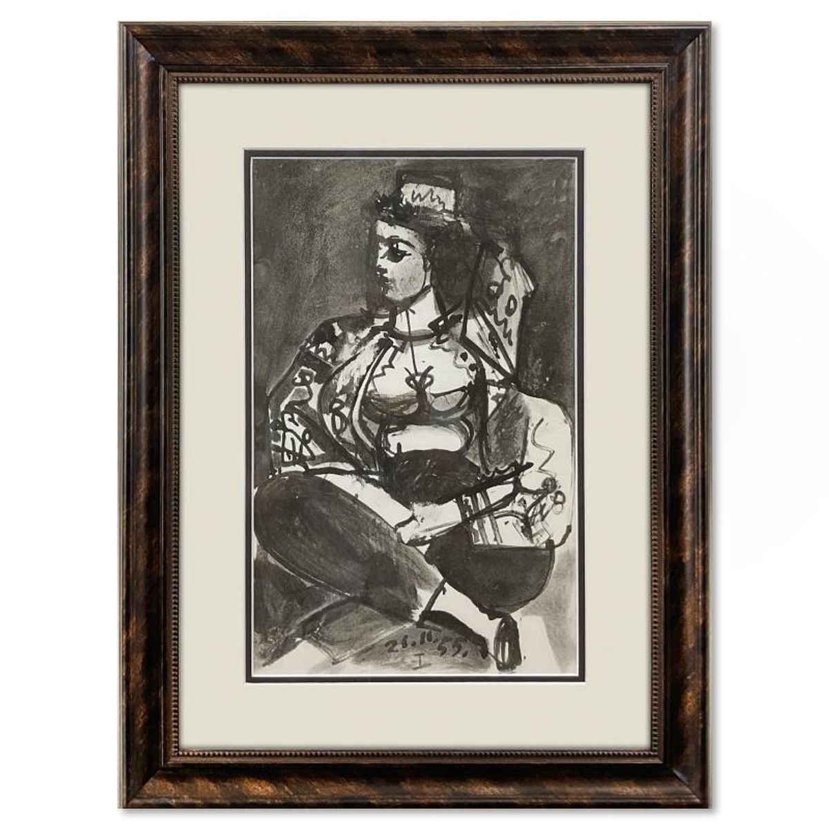 Pablo Picasso (1881-1973), "Carnet de Californie 21.11.55-I" Framed Vintage Lithograph on Paper with Letter of Authenticity.