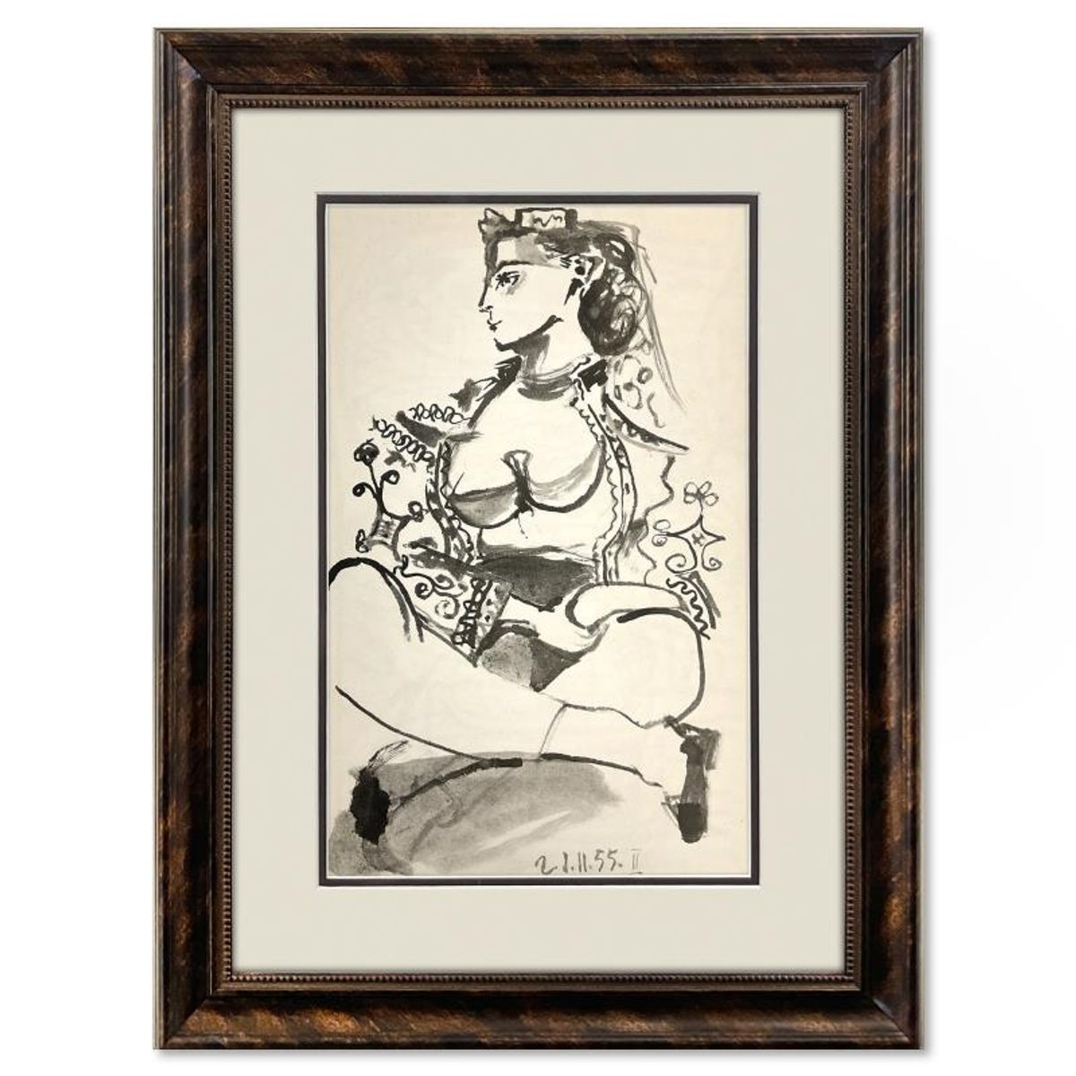 Pablo Picasso (1881-1973), "Carnet de Californie 21.11.55-II" Framed Vintage Lithograph on Paper with Letter of Authenticity.