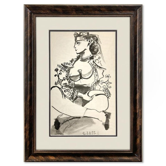 Pablo Picasso (1881-1973), "Carnet de Californie 21.11.55-II" Framed Vintage Lithograph on Paper with Letter of Authenticity.