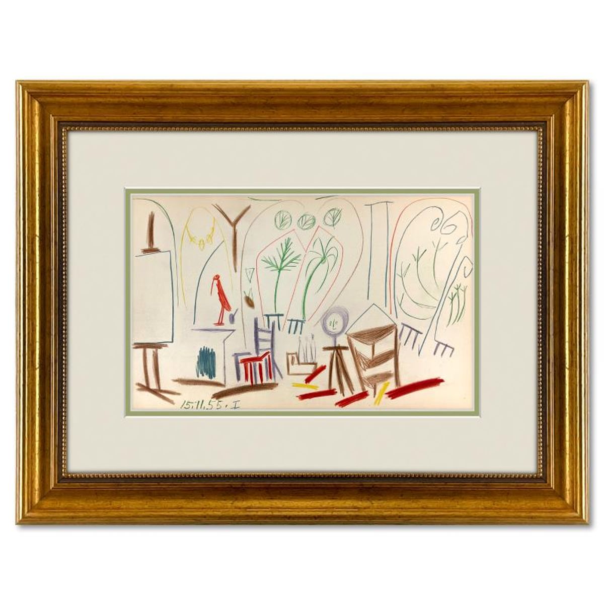 Pablo Picasso (1881-1973), "Carnet de Californie 15.11.55-I" Vintage Lithograph Lithograph on Paper with Letter of Authenticity.