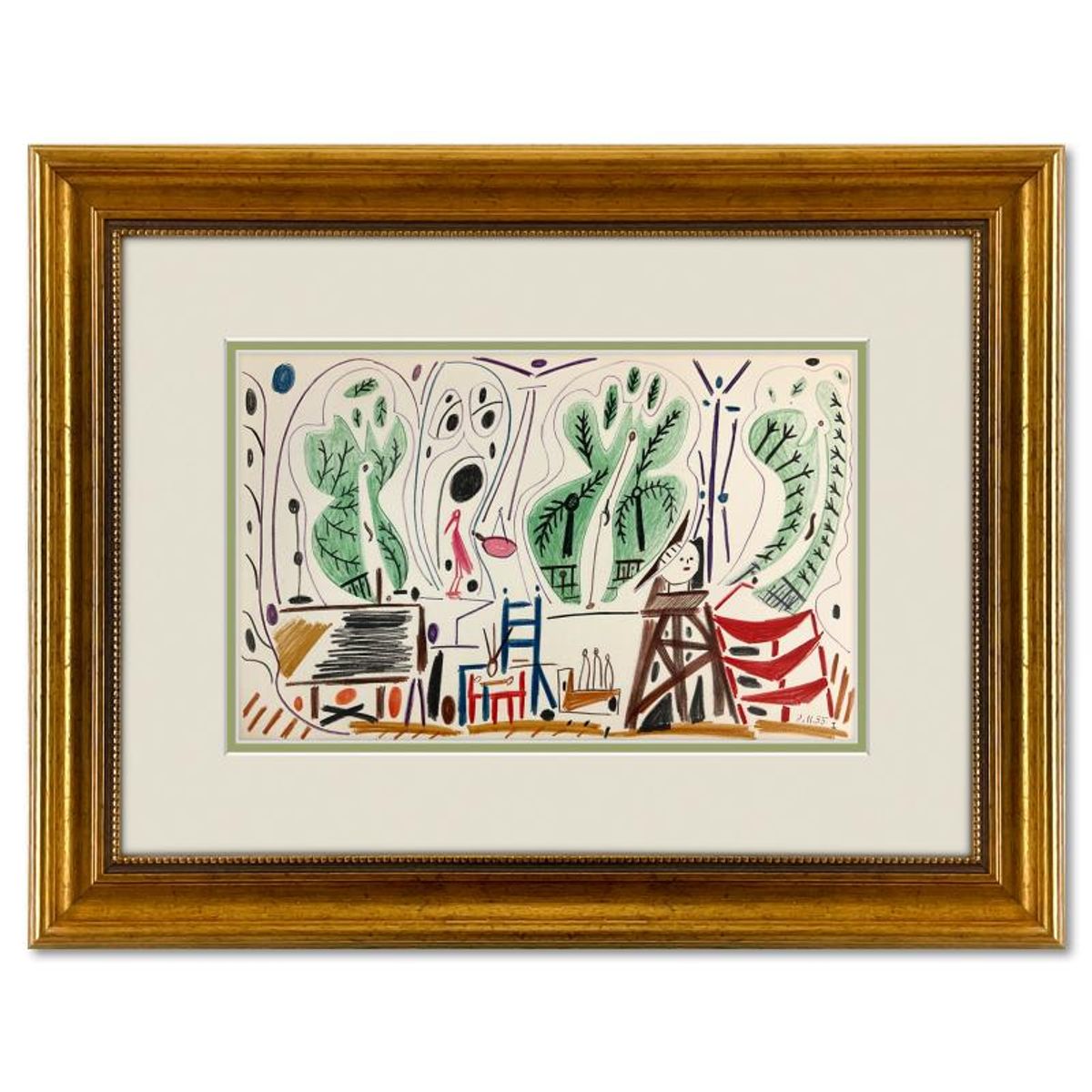 Pablo Picasso (1881-1973), "Carnet de Californie 8.11.55-I" Framed Vintage Lithograph on Paper with Letter of Authenticity.