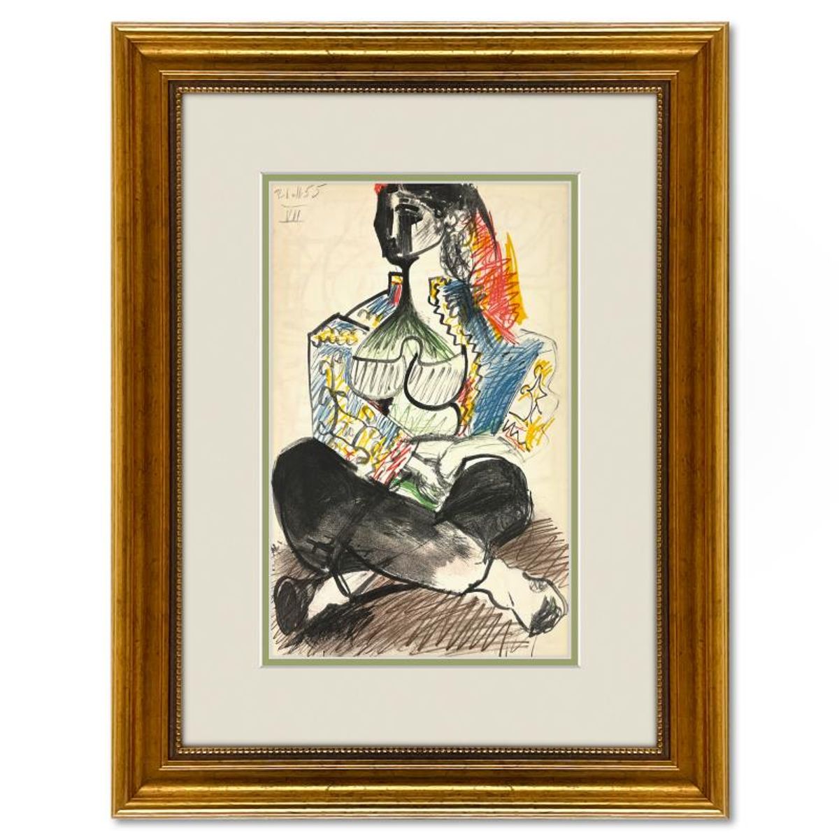 Pablo Picasso (1881-1973), "Carnet de Californie 21.11.55-VII" Framed Vintage Lithograph on Paper with Letter of Authenticity.