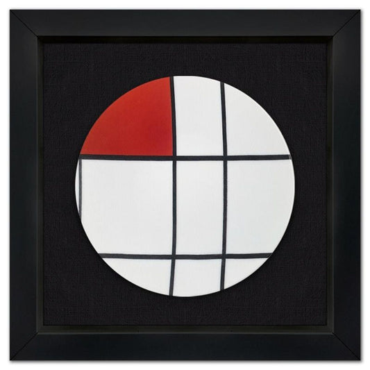 Piet Mondrian (1872-1944), "Composition with Yellow, Blue & Red and Composition B with Red" Framed Limoges Porcelain Plate Set.