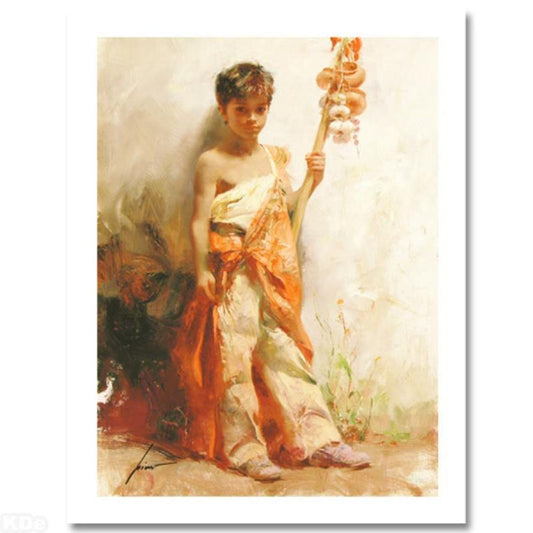 Pino (1939-2010) "The Young Peddler" Limited Edition Giclee. Numbered and Hand Signed; Certificate of Authenticity.