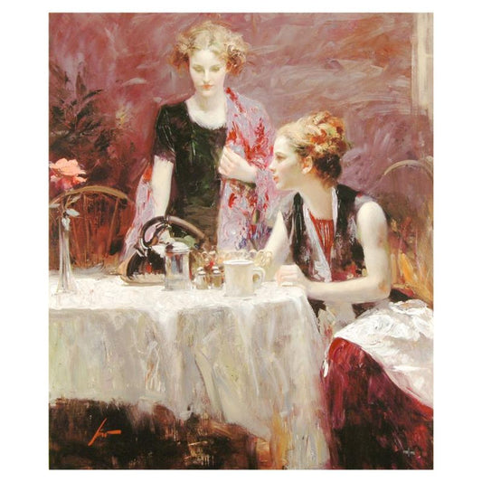 Pino (1939-2010), "After Dinner" Limited Edition on Canvas, Numbered and Hand Signed with Certificate of Authenticity.
