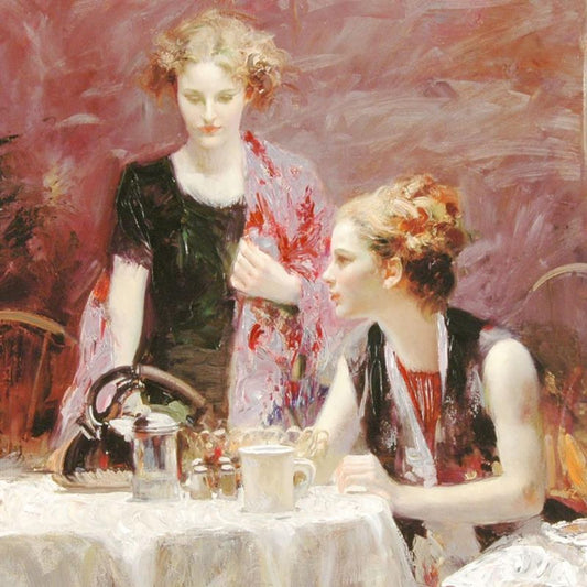 Pino (1939-2010), "After Dinner" Limited Edition on Canvas, Numbered and Hand Signed with Certificate of Authenticity.