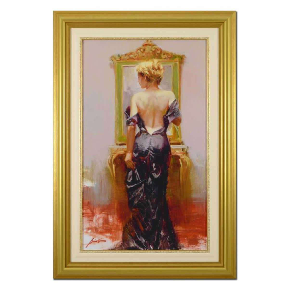 Pino (1939-2010), "Evening Elegance" Framed Limited Edition Hand Embellished Giclee on Canvas. Numbered and Hand Signed with Certificate of Authenticity.