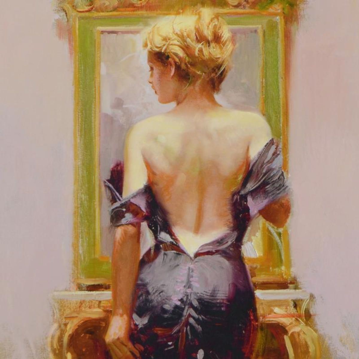 Pino (1939-2010), "Evening Elegance" Framed Limited Edition Hand Embellished Giclee on Canvas. Numbered and Hand Signed with Certificate of Authenticity.