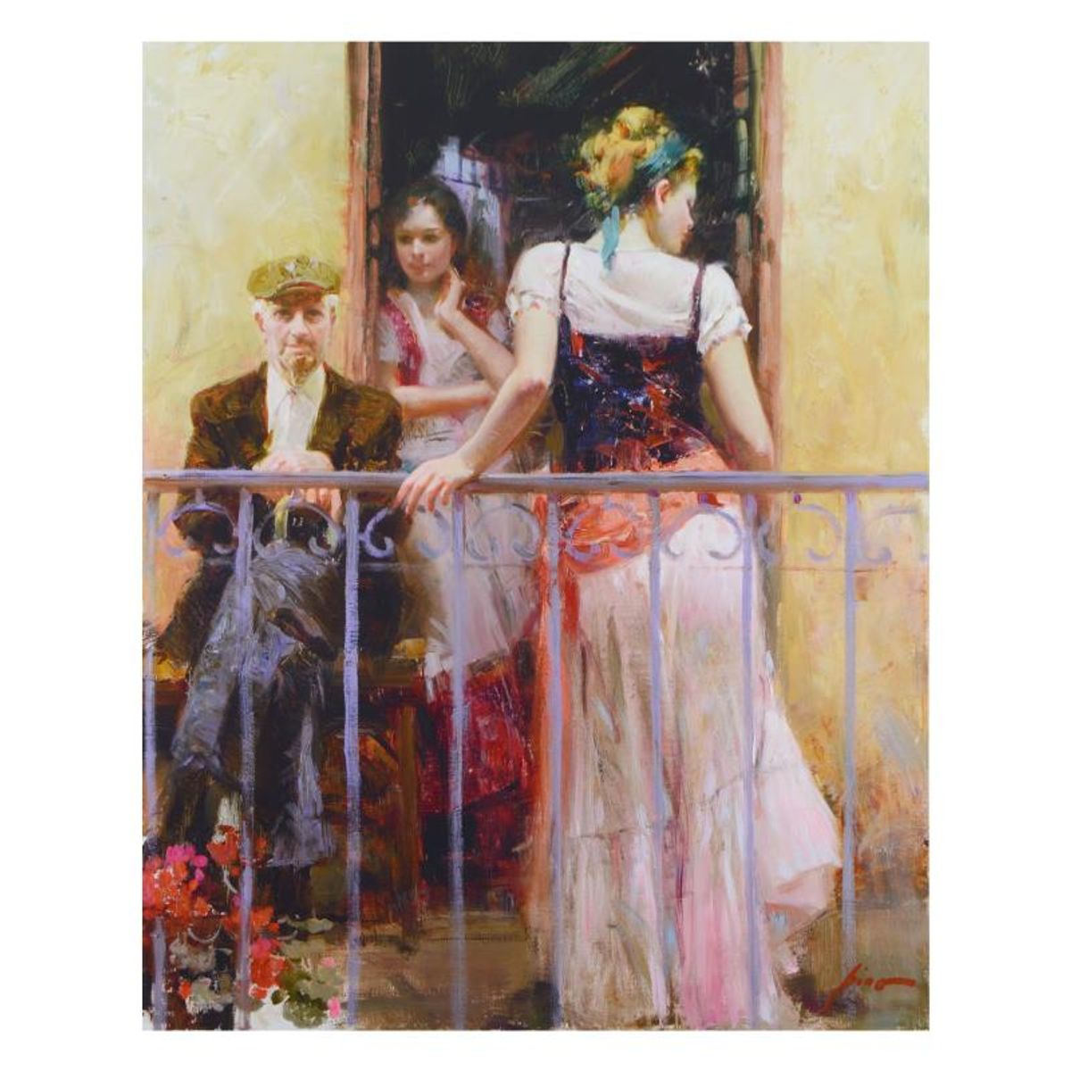 Pino (1939-2010), "Family Time" Limited Edition Hand Embellished Giclee on Canvas. Numbered and Hand Signed with Certificate of Authenticity.