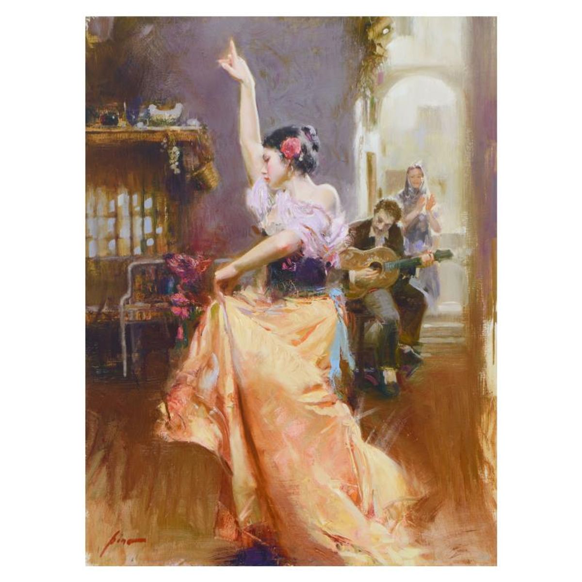 Pino (1939-2010), "Isabella" Limited Edition Hand Embellished Giclee on Canvas. Numbered and Hand Signed with Certificate of Authenticity.