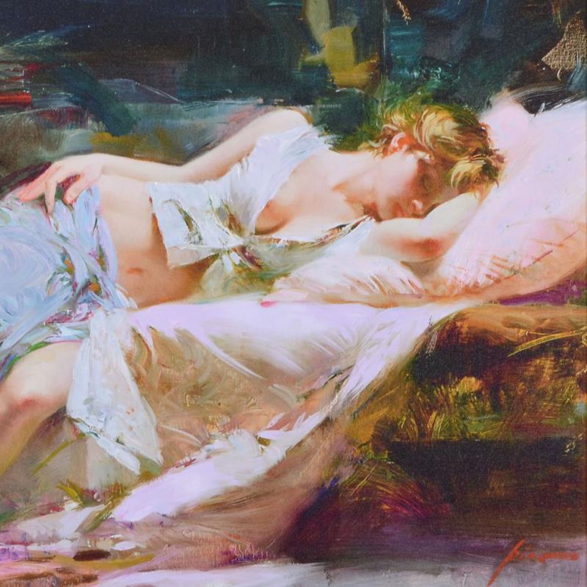 Pino (1939-2010), "Lost in Dreams" Framed Limited Edition Hand Embellished Giclee on Canvas. Numbered and Hand Signed with Certificate of Authenticity.