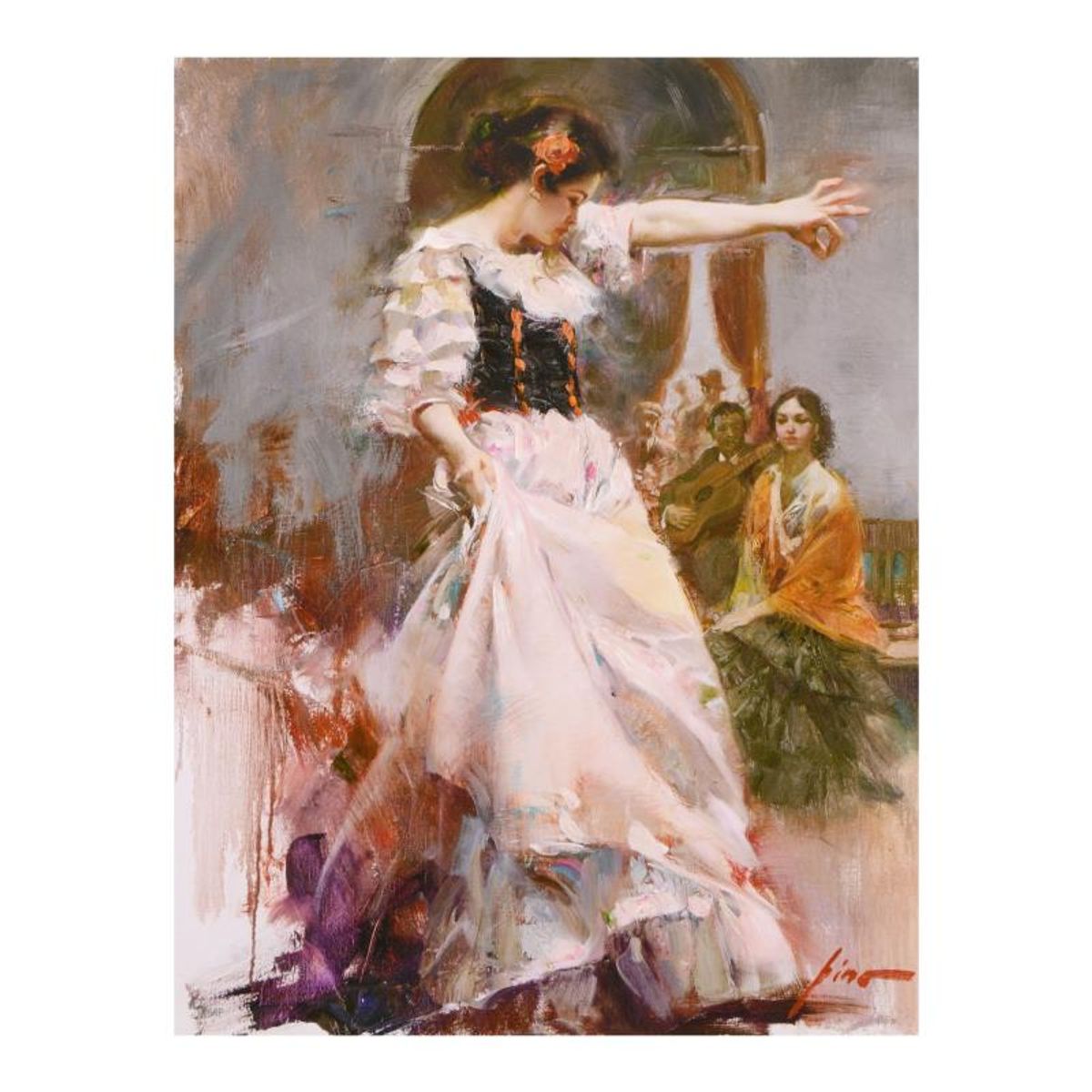 Pino (1939-2010), "Midnight Tango" Limited Edition Hand Embellished Giclee on Canvas. Numbered and Hand Signed with Certificate of Authenticity.