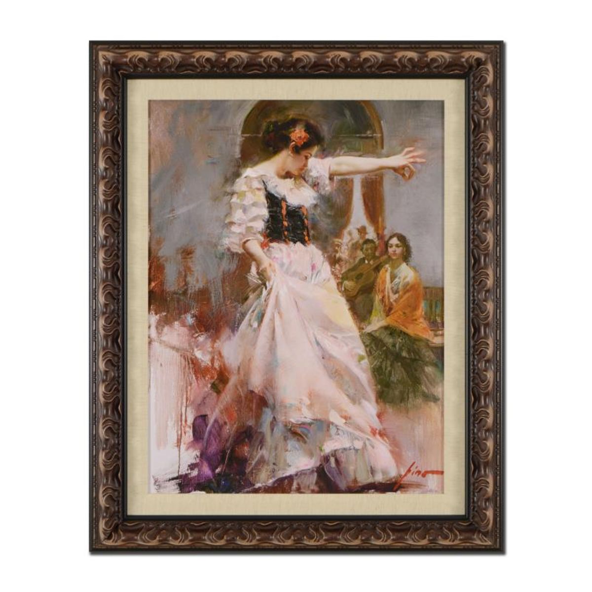 Pino (1939-2010), "Midnight Tango" Framed Limited Edition Hand Embellished Giclee on Canvas. Numbered and Hand Signed with Certificate of Authenticity.