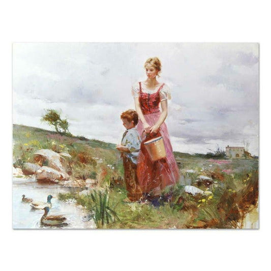 Pino (1939-2010), "New Friends" Hand Embellished Limited Edition on Canvas (40" x 30"), Numbered and Hand Signed with Certificate of Authenticity.