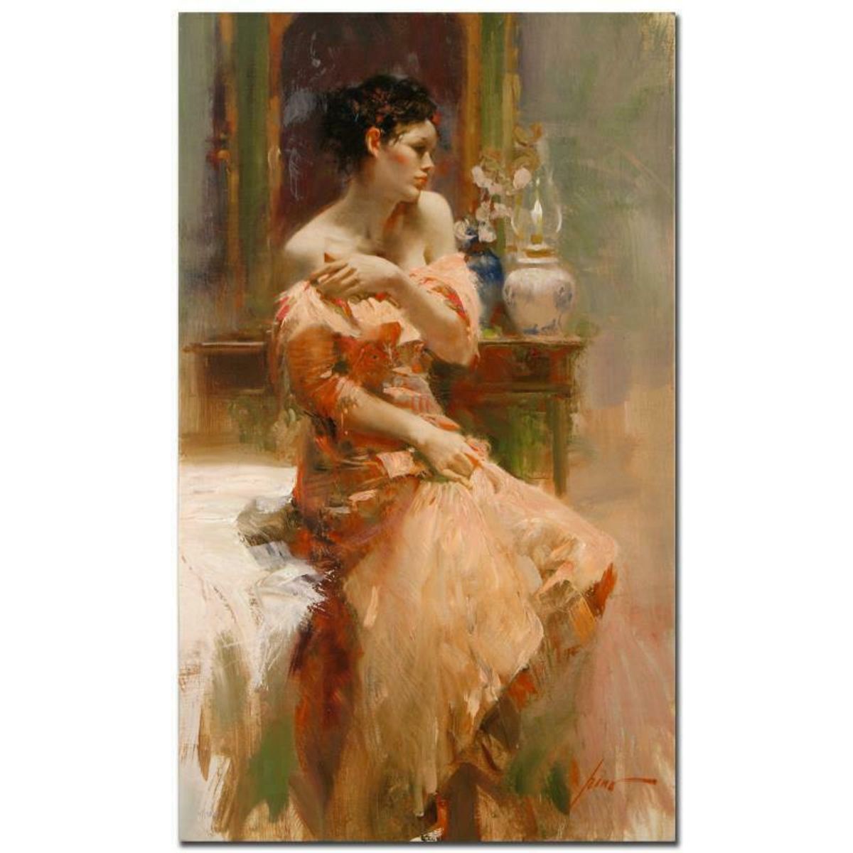 Pino (1939-2010), "Silk Taffeta" Hand Embellished Limited Edition on Canvas (24" x 40"), Numbered and Hand Signed with Certificate of Authenticity.