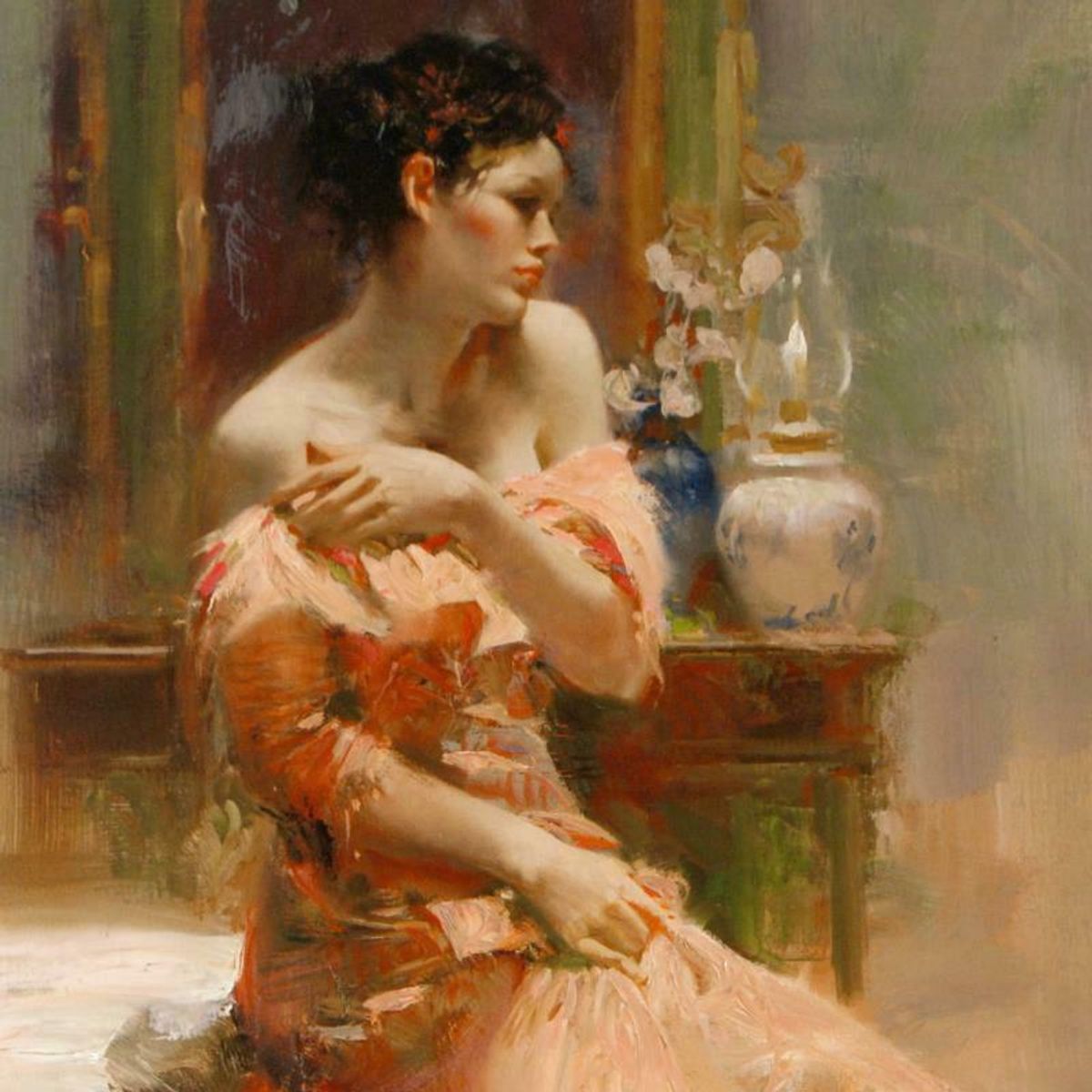 Pino (1939-2010), "Silk Taffeta" Hand Embellished Limited Edition on Canvas (24" x 40"), Numbered and Hand Signed with Certificate of Authenticity.