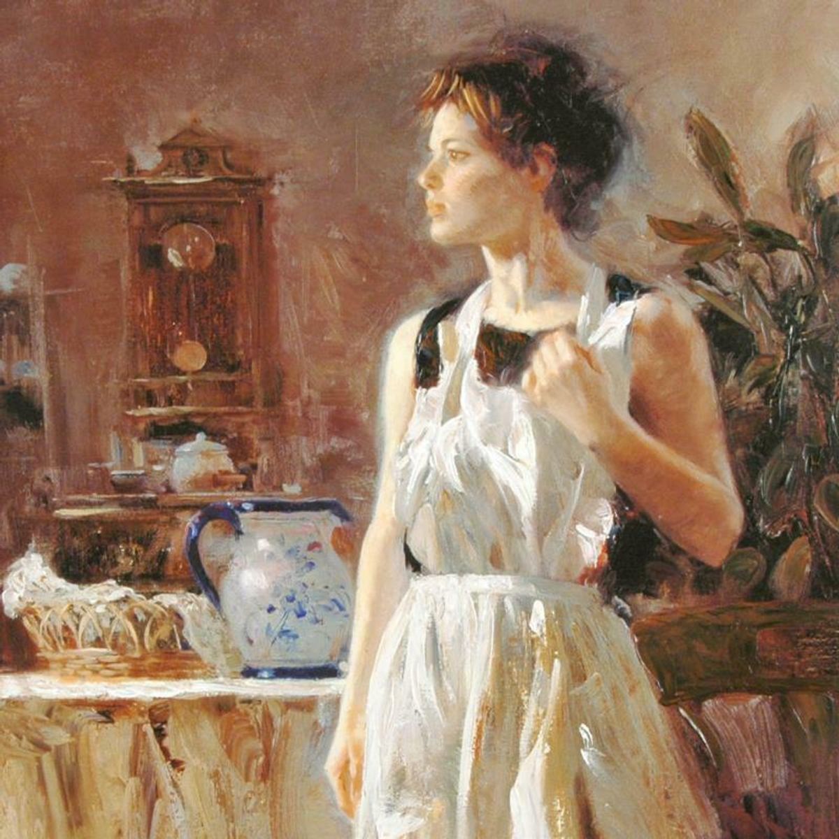 Pino (1939-2010), "Sunday Chores" Hand Embellished Limited Edition on Canvas, Numbered and Hand Signed with Certificate of Authenticity.