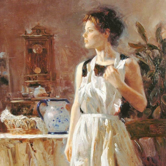 Pino (1939-2010), "Sunday Chores" Hand Embellished Limited Edition on Canvas, Numbered and Hand Signed with Certificate of Authenticity.