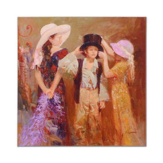 Pino (1939-2010), "Dress Up" Hand Embellished Limited Edition on Canvas, Numbered and Hand Signed with Certificate of Authenticity.