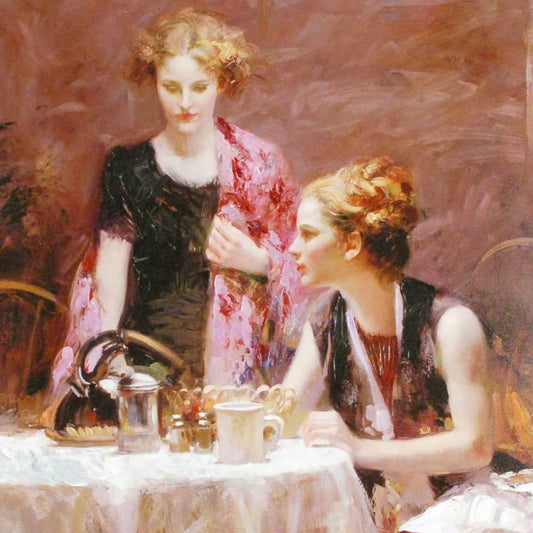 Pino (1939-2010), "After Dinner" Hand Embellished Limited Edition on Canvas, Numbered and Hand Signed with Certificate of Authenticity.