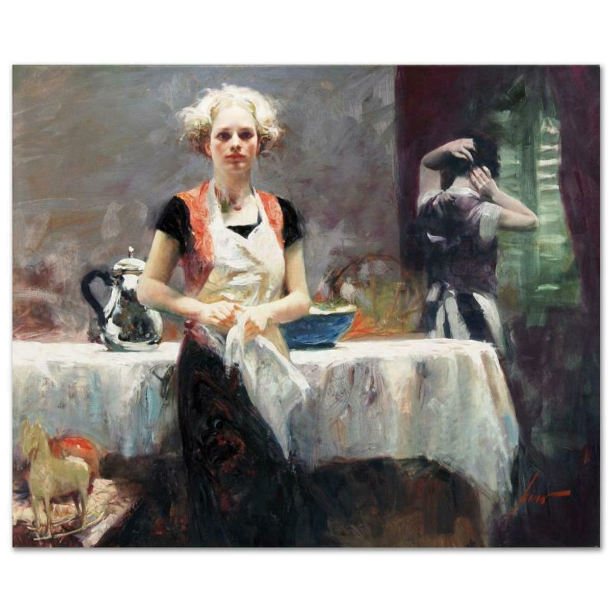 Pino (1939-2010), "In the Late Evening" Hand Embellished Limited Edition on Canvas, Numbered and Hand Signed with Certificate of Authenticity.